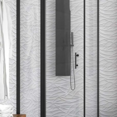 Karag Panex 100 & S28F Nero Μαύρη Καμπίνα Ντουζιέρας Μπάνιου με Ανοιγόμενη Πόρτα 100Χ100Χ200cm Clear Glass