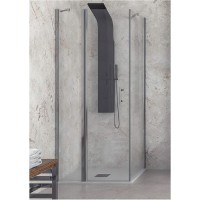 Karag Panex 100 & S28F Chromo Καμπίνα Ντουζιέρας Μπάνιου με Ανοιγόμενη Πόρτα 80Χ90Χ200cm Clear Glass