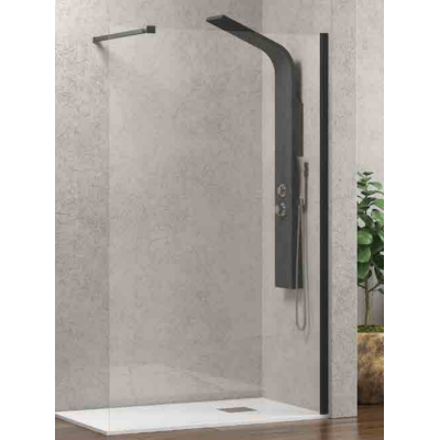 Karag Walkin 1 Διαχωριστικό Ντουζιέρας Μαύρο 90x200cm Clear Glass Nero